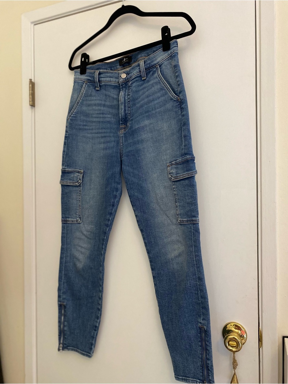 7 For All Mankind Light Blue Cargo Boyfriend Jeans